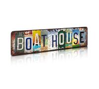 Boat House Vintage Metal Tin Sign - Rustic Nautical Wall Art for Lake Cabin, Dock, Coastal, Marina Décor - 4x16 Inch