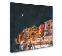 Boat in an Italian Port Canvas Print | Gallery Wrapped 30mm Frame Wall Art | 14x14 inches | Ready to Hang | Modern Seascape Picture | Living Room Bedroom Lounge Office