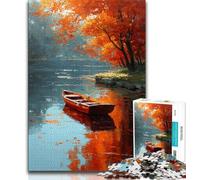 Boat in Autumn 1000 Pieces Jigsaw Puzzle for Adults& Teens,Stress Reliever Difficult Challenge Deal As Gifts for The Whole Family (50x75cm)