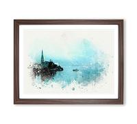 Boat In Hallstatt Austria In Abstract Modern Art Framed Print | A2 Walnut Framed Wall Art | Ready to Hang | Abstract Vehicle Picture | Living Room Bedroom Lounge Office