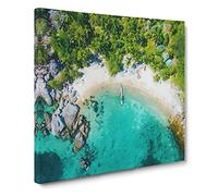 Boat in Ko Tao Thailand Canvas Print | Gallery Wrapped 30mm Frame Wall Art | 20x20 inches | Ready to Hang | Modern Seascape Picture | Living Room Bedroom Lounge Office