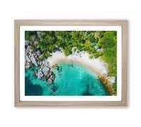 Boat In Ko Tao Thailand Modern Art Framed Print | A2 Oak Framed Wall Art | Ready to Hang | Modern Vehicle Picture | Living Room Bedroom Lounge Office