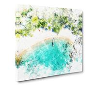 Boat in Ko Tao Thailand Watercolour Canvas Print | Gallery Wrapped 30mm Frame Wall Art | 14x14 inches | Ready to Hang | Modern Seascape Picture | Living Room Bedroom Lounge Office