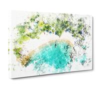 Boat In Ko Tao Thailand Watercolour Canvas Print | Gallery Wrapped 30mm Frame Wall Art | 20x14 inches | Ready to Hang | Modern Seascape Picture | Living Room Bedroom Lounge Office