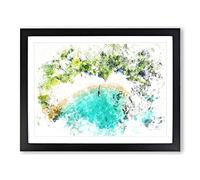 Boat In Ko Tao Thailand Watercolour Modern Framed Print | A4 Black Framed Wall Art | Ready to Hang | Modern Vehicle Picture | Living Room Bedroom Lounge Office