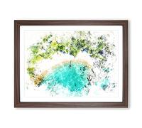 Boat In Ko Tao Thailand Watercolour Modern Framed Print | A4 Walnut Framed Wall Art | Ready to Hang | Modern Vehicle Picture | Living Room Bedroom Lounge Office