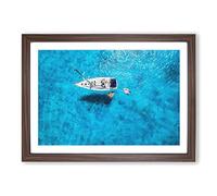 Boat in The Balearic Islands Painting Framed Print | A2 Walnut Framed Wall Art | Ready to Hang | Modern Vehicle Picture | Living Room Bedroom Lounge Office