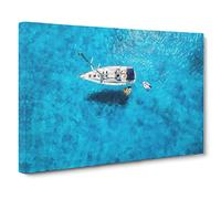 Boat In The Balearic Islands Painting Modern Art Canvas Wall Art Print Ready to Hang, Framed Picture for Living Room Bedroom Home Office Décor, 20x14 Inch (50x35 cm)