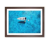 Boat In The Balearic Islands Painting Modern Art Framed Print | A2 Walnut Framed Wall Art | Ready to Hang | Modern Vehicle Picture | Living Room Bedroom Lounge Office