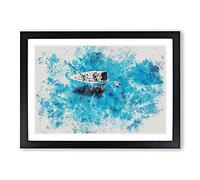 Boat in The Balearic Islands Watercolour Framed Print | A2 Black Framed Wall Art | Ready to Hang | Modern Vehicle Picture | Living Room Bedroom Lounge Office