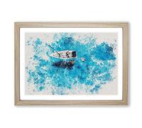Boat in The Balearic Islands Watercolour Framed Print | A2 Oak Framed Wall Art | Ready to Hang | Modern Vehicle Picture | Living Room Bedroom Lounge Office