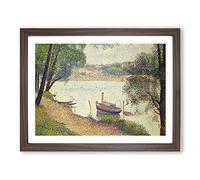 Boat In The Lake By Georges Seurat Classic Painting Framed Print | A2 Walnut Framed Wall Art | Ready to Hang | Classic Vehicle Picture | Living Room Bedroom Lounge Office