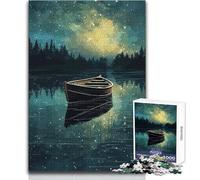 Boat In The Night 1000 Piece Jigsaw Puzzles for Adults Creative Problem Solving Game Heartfelt Memorable Gift Idea Size 38x52cm