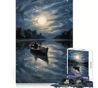 Boat In The Night Teenagers 1000 Piece Jigsaw Puzzle Brain Development Mindful Escape Clean Join Festive Surprise (38X26CM)