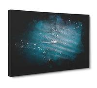 Boat in the Open Sea Paint Splash Canvas Print | Gallery Wrapped 30mm Frame Wall Art | 30x20 inches | Ready to Hang | Coastal Seascape Picture | Living Room Bedroom Lounge Office