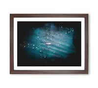 Boat In The Open Sea Paint Splash Modern Art Framed Print | A2 Walnut Framed Wall Art | Ready to Hang | Modern Vehicle Picture | Living Room Bedroom Lounge Office