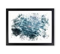Boat In The Open Sea Watercolour Modern Framed Print | A3 Black Framed Wall Art | Ready to Hang | Modern Vehicle Picture | Living Room Bedroom Lounge Office