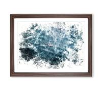 Boat In The Open Sea Watercolour Modern Framed Print | A3 Walnut Framed Wall Art | Ready to Hang | Modern Vehicle Picture | Living Room Bedroom Lounge Office