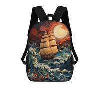 Boat in The Storm Backpack, 3D Printed School Bag, School Lunch Bag, Travel Backpack, Friends Backpack, School Backpack for Girls And Boys 17inch