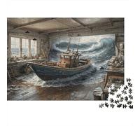 Boat in Workshop 100% Recycled Cardboard Abandoned Ship Room 1000 Piece Puzzle for Adults The Impossible Challenge Fun Present 38x26cm/1000pcs