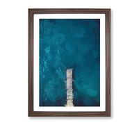 Boat Jetty In Marco Island In Abstract Modern Framed Wall Art Print, Ready to Hang Picture for Living Room Bedroom Home Office Décor, Walnut A4 (34 x 25 cm)