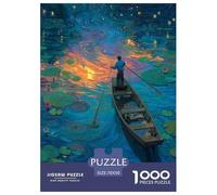 Boat Jigsaw 1000 Pieces For Adults And Kids Jigsaw Puzzles Lotus Leaf Pond Impossible Puzzle Educational Games Home Decoration 70x50cm/1000pcs