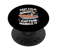 Boat Keep Calm And Let The Junior Captain Handle it for Kids PopSockets Adhesive PopGrip