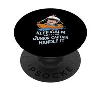 Boat Keep Calm And Let The Junior Captain Handle it for Kids PopSockets Adhesive PopGrip