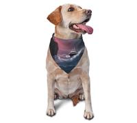 Boat Lighthouse Storm Waves Print Dog Bandana 1 Pack Triangle Scarf Washable Birthday Adjustable Bib Handkerchief for Neutral Large Dogs