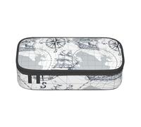 boat Map Print Fashionable Functional Pencil Case Convenient Daily Use Storage Makeup Toiletries