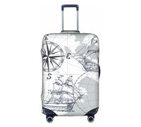 Boat Map Print Luggage Cover Suitcase Protector Travel Suitcase Cover For Kid And Adult Fits 18-32 Inch, White, XL