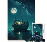 Boat Moon Night Jigsaws for Adults1000 Pieces Smart Exercise Restful Pleasure Accurate Edges Xmas Surprise (38X52CM)