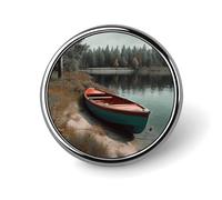 Boat Moored on Shore Circular Badges Lapel Pin Brooch Pin Bohemia Style Traditional African Pattern Brooch Gifts for Women Men Souvenir