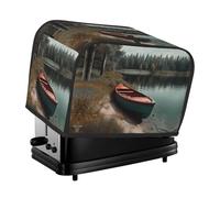 Boat Moored on Shore Toaster Cover 2 Slice, Waterproof Bread Machine Covers with Pockets Universal Size Kitchen Small Appliance Cover with Handle, Dust and Fingerprint Protection