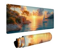 Boat Mouse Mat 48x24in, Gaming Mouse Pad Sunset, Desk Mat with Non-Slip Rubber Base, Gaming Accessories, Mousepad with Stitched Edge, Office Accessories Keyboard Mousepad, for Office Laptop 9-7041