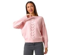 Roman Originals Boat Neck Embellished Jumper for Women UK - Ladies Everyday Autumn Winter Round Neckline Comfy Soft Evening Vacation Work Party Night Out - Rose - Size 14