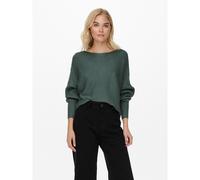 Boat Neck Jumper in Fine Knit Dark Green