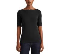 Boat Neck T-Shirt with Short Sleeves Black