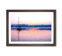 Boat on Lake Zurich in Switzerland in Abstract Framed Print | A2 Walnut Framed Wall Art | Ready to Hang | Abstract Vehicle Picture | Living Room Bedroom Lounge Office