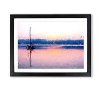 Boat On Lake Zurich In Switzerland In Abstract Modern Art Framed Print | A3 Black Framed Wall Art | Ready to Hang | Abstract Vehicle Picture | Living Room Bedroom Lounge Office