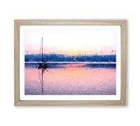 Boat On Lake Zurich In Switzerland In Abstract Modern Art Framed Print | A3 Oak Framed Wall Art | Ready to Hang | Abstract Vehicle Picture | Living Room Bedroom Lounge Office