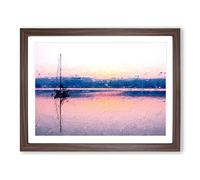Boat On Lake Zurich In Switzerland In Abstract Modern Art Framed Wall Art Print, Ready to Hang Picture for Living Room Bedroom Home Office Décor, Walnut A3 (46 x 34 cm)