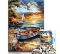 Boat on The Beach 1000 Piece Jigsaw Puzzles for Adults & Teens,Family Game Stress Reliever Difficult Challenge Great Gifts And Toys 38x26cm
