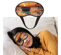 Boat on The Beach at Sunset Sleep Mask for Women Men Blackout Eye Masks for Sleeping Blindfold Sleep Mask Side Sleeper Eye Cover for Meditation Light Blocking Travel Essentials