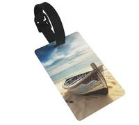 Boat on the Beach Luggage Tag PVC Travel Bag Tag with Strap ID Card Label for Suitcase Backpack Carry On Baggage Identifier