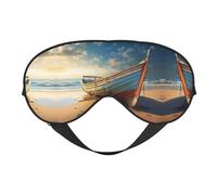 Boat On The Beach Print Sleep Eye Mask with Adjustable Strap Soft for Airplane Travel Relax Yoga Nap Meditation