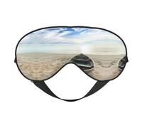 Boat On The Beach Print Sleep Mask Silk Eye Cover Soft Satin Blindfold Elastic Strap Night Eyeshade Travel Nap for Women Men