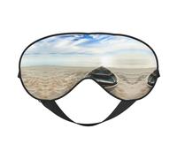 Boat On The Beach Print Sleep Mask Silk Eye Cover Soft Satin Blindfold Elastic Strap Night Eyeshade Travel Nap for Women Men