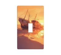 Boat on The Beach Print Switch Plate Covers,1 Gang Wall Plate Single Toggle Light Switch Cover Plate