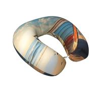 Boat on the Beach Print U-Shaped Travel Pillow Neck Support Easy Maintenance Office Relaxtion Home Camping